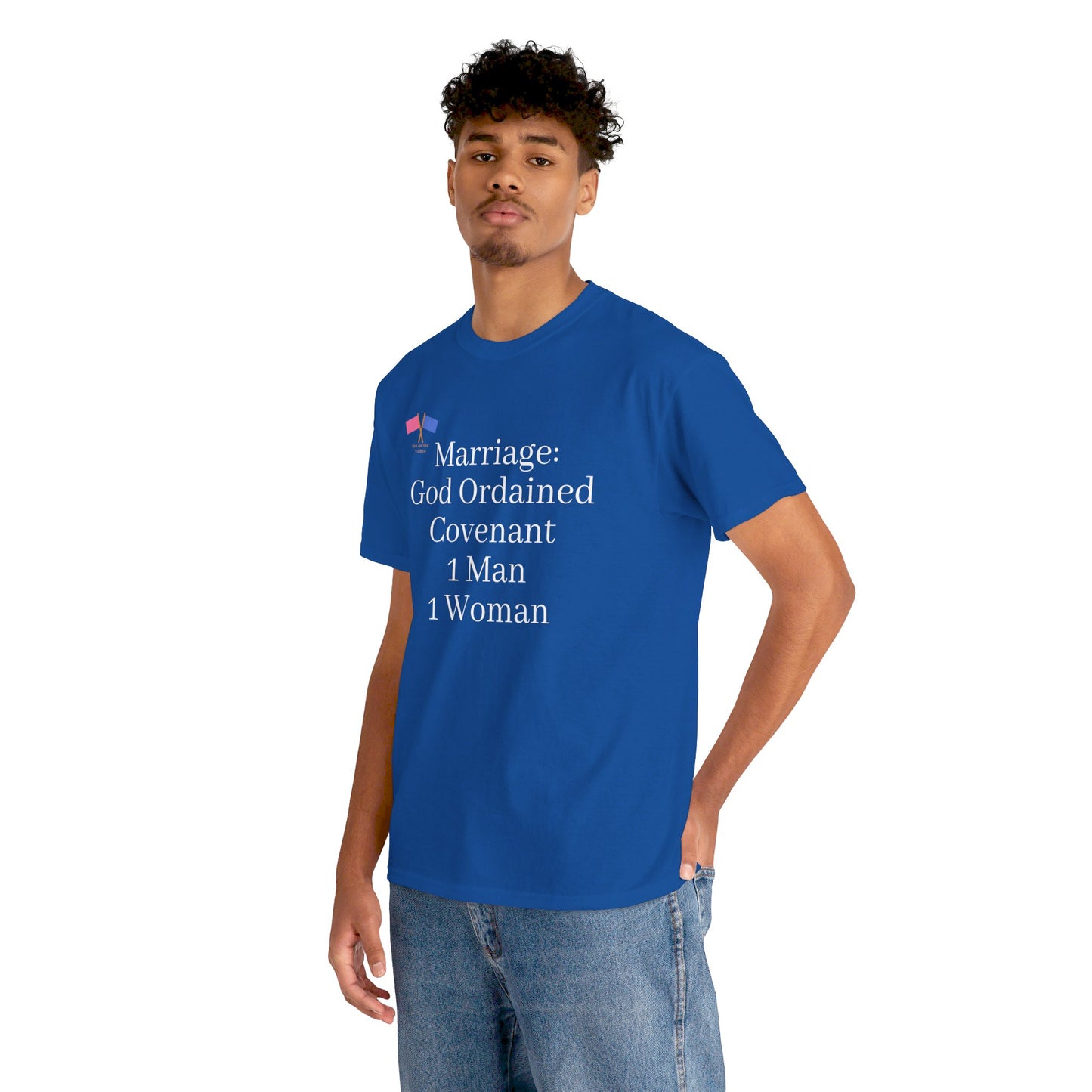 Marriage: God Ordained Covenant 1 Man 1 Woman - Blue Tee (updated)