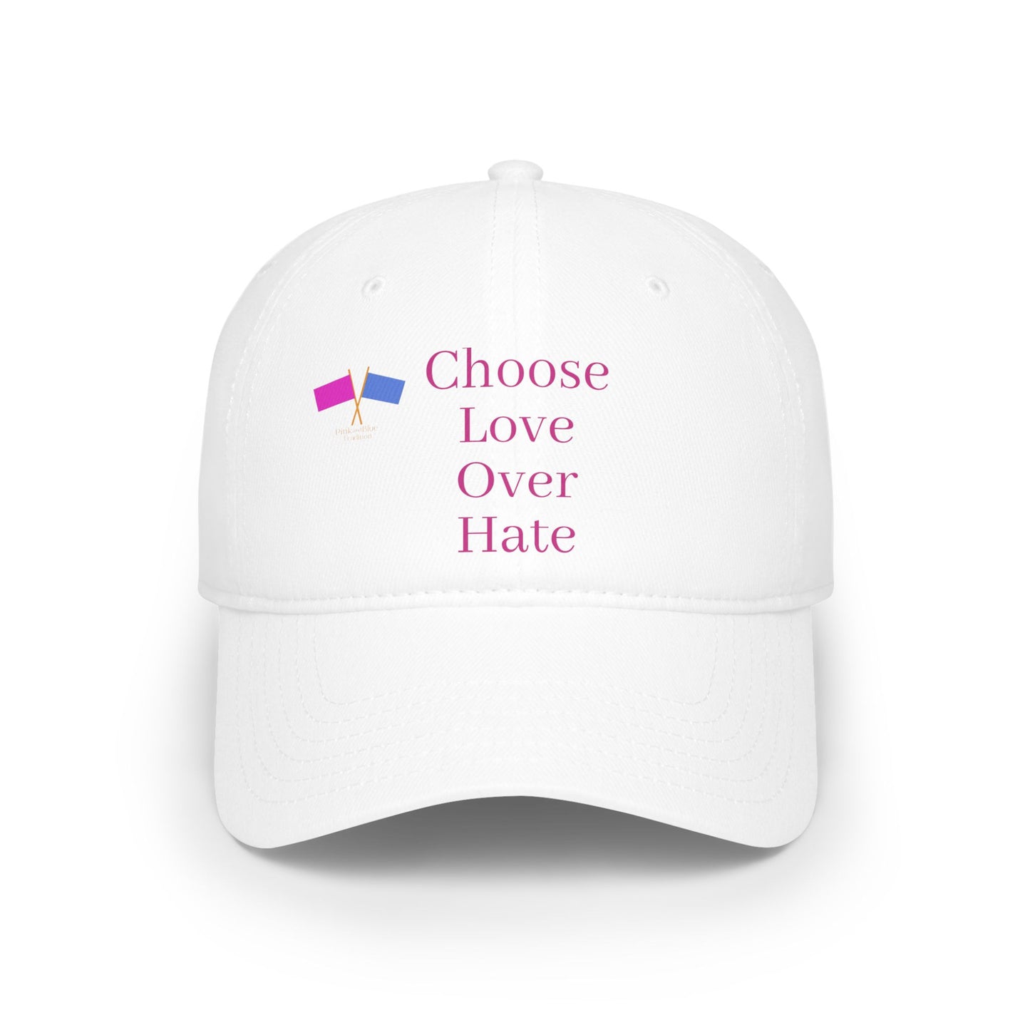 Choose Love Over Hate Baseball Cap - White & Pink