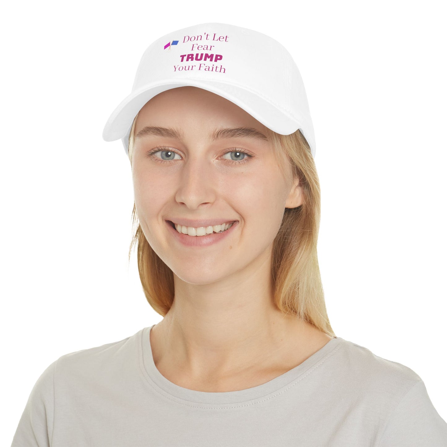 Don't Let Fear Trump Your Faith  Baseball Cap - White & Pink