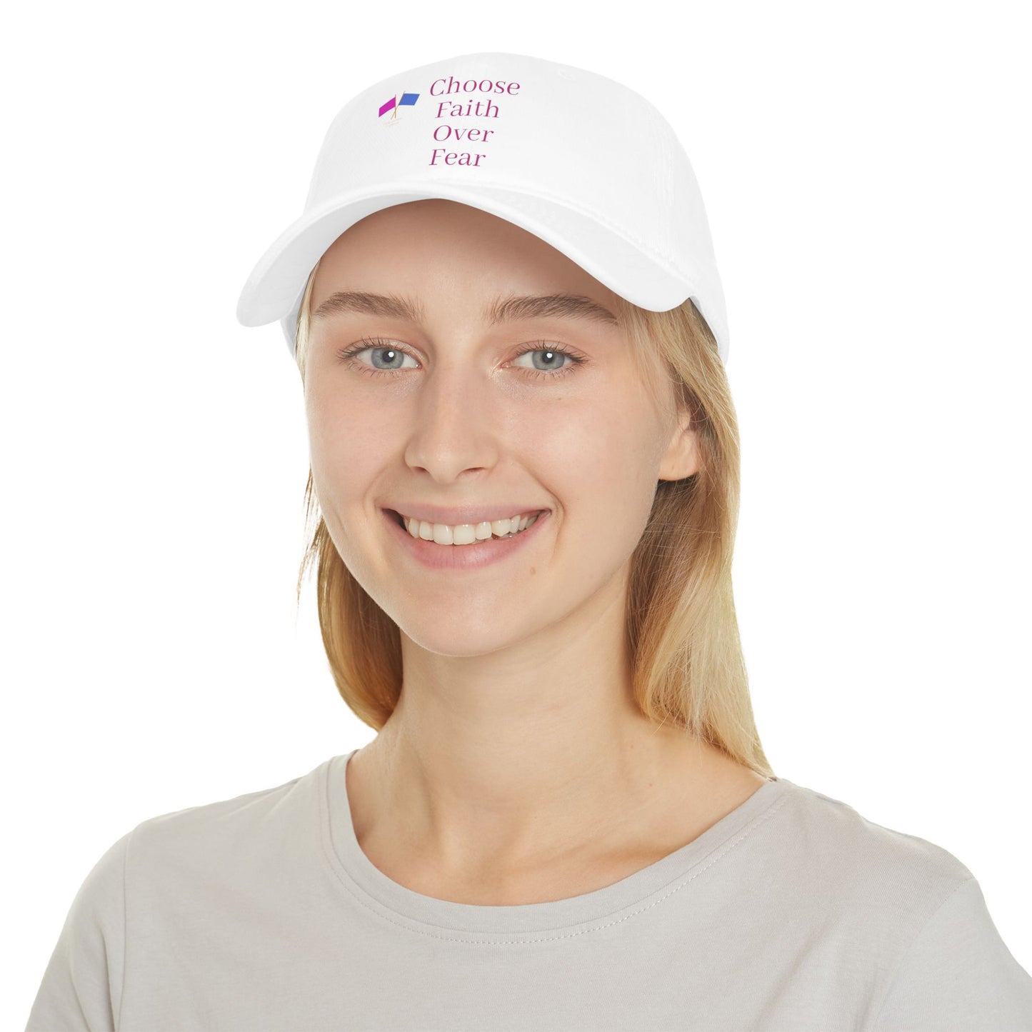 Choose Faith Over Fear Baseball Cap - White & Pink