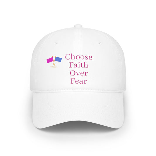 Choose Faith Over Fear Baseball Cap - White & Pink