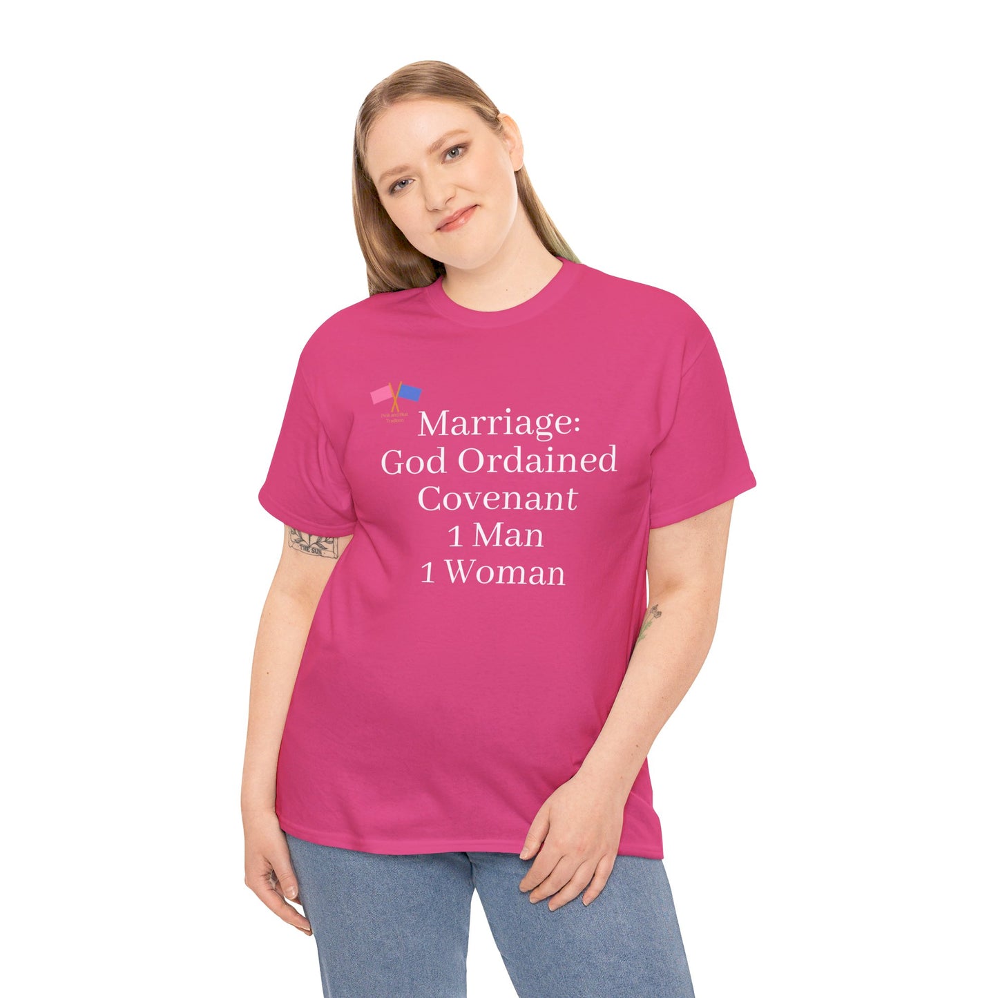 Marriage: God Ordained Covenant 1 Man 1 Woman - Pink Tee (updated)