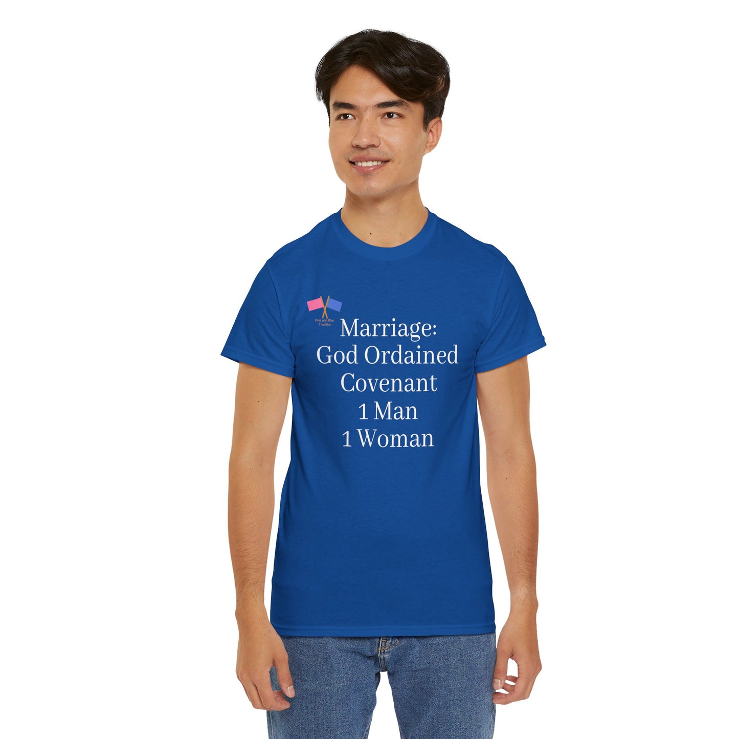 Marriage: God Ordained Covenant 1 Man 1 Woman - Blue Tee (updated)